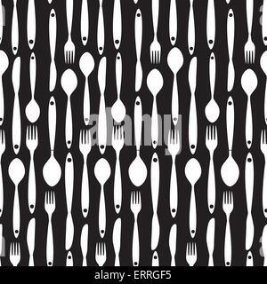 Seamless Pattern with Forks, Spoons end Knifes. Vector Illustrat Stock Vector