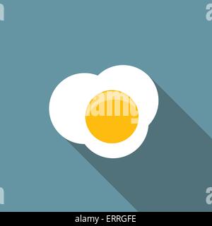 Scrambled Egg Flat Icon with Long Shadow, Vector Illustration Stock Vector