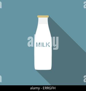 Milk Flat Icon with Long Shadow, Vector Illustration Stock Vector