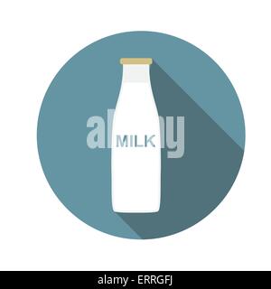 Milk Flat Icon with Long Shadow, Vector Illustration Stock Vector