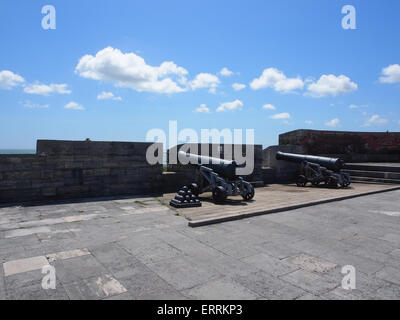 Cannons on the ramparts of Southsea castle in Portsmouth, England Stock Photo