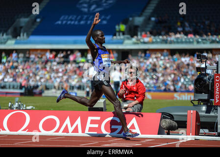 Birmingham, UK. 07th June, 2015. Diamond League Birmingham Grand Prix. Thomas Pkemei Longosiwa winning the Men's 5000m. Credit:  Action Plus Sports/Alamy Live News Stock Photo