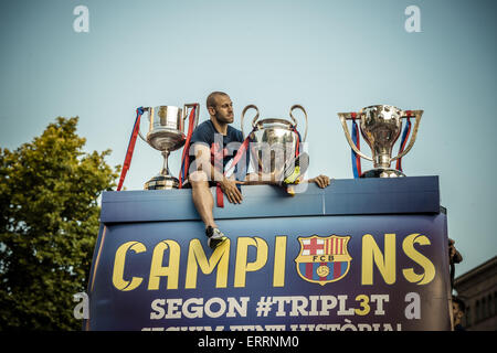 Champions League trophy sits on the pitch after the UEFA ...