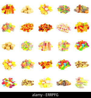 Seamless Sweets and Candy Pattern Background on White Stock Photo