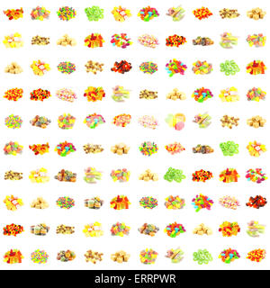 Seamless Sweets and Candy Pattern Background on White Stock Photo