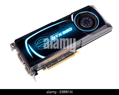 EVGA GeForce GTX 580 PC computer video card adapter isolated on white background Stock Photo