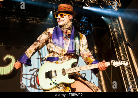 Guitarist Wes Borland of US group Limp Bizkit performs during the music festival Rock for People in Hradec Kralove, Czech Republic, June 5, 2015.  (CTK Photo/David Tanecek) Stock Photo