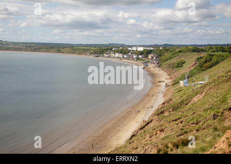 view over Filey and bay from Filey Brigg, Yorkshire, England Stock Photo