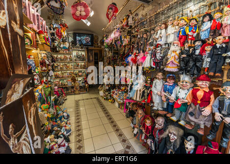 Puppets in shop in Prague, Czech Republic Stock Photo