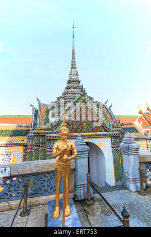 A Golden Kinnari statue att he Temple of the Emerald Buddha (Wat Phra Kaew) , Bangkok, Thailand Stock Photo