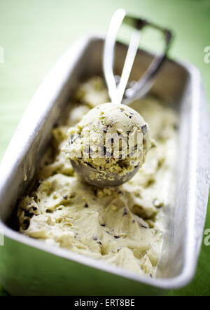 Chocolate chip mint ice cream Stock Photo