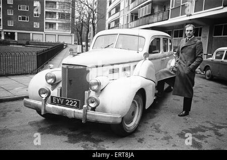 Rupert Lycett Green seen here with his vintage Cadillac. 15th February  1968 Stock Photo