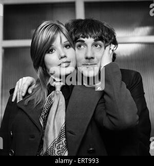 Keith Moon, drummer of British rock group The Who, pictured with his wife Kim. 24th March 1969. Stock Photo