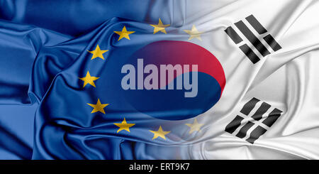 European Union and Korea South. Stock Photo
