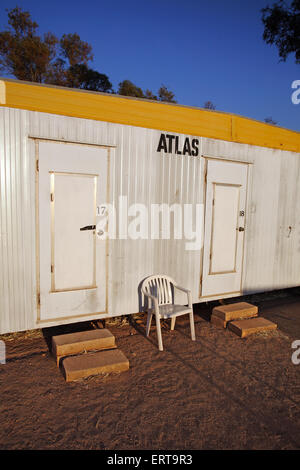 'Dongas', containers used as workers living quarters in outback Australia. Parachilna, Flinders Ranges, South Australia. Stock Photo