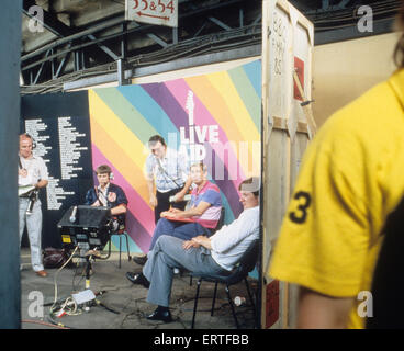 LIVE AID Wembley Stadium 13 July 1985. Backstage Stock Photo
