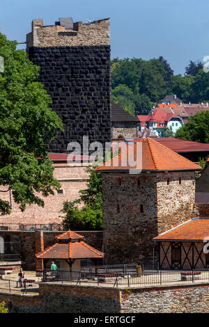 Historic old town, Black Tower, Castle, Cheb, West Bohemia, Czech Republic Stock Photo