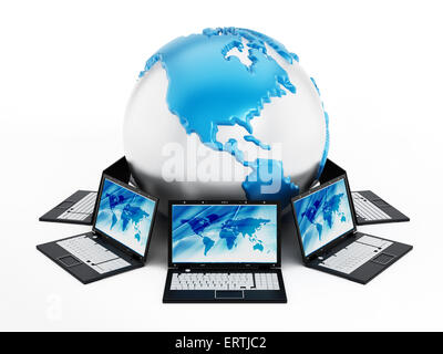 Laptop Computers around World Globe Stock Photo: 93413955 - Alamy
