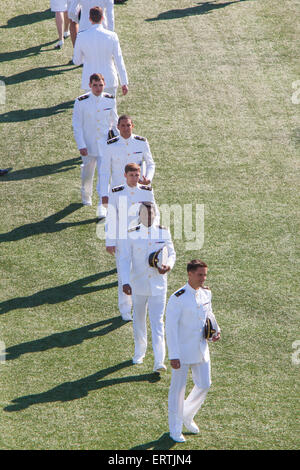 Overhead view of the Academic Processional at the 2015 US Naval Academy Graduation and Commissioning Ceremony. Stock Photo