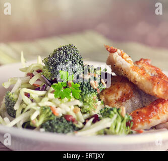 Fried Fish Fillets and Salad Stock Photo