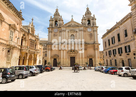 Saint Pauls Cathedral in Mdina Malta Stock Photo