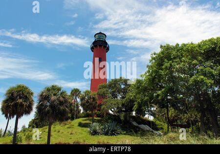 Jupiter Inlet Lighthouse along the Loxahatchee River and Indian River Lagoon in Jupiter, Florida. Stock Photo