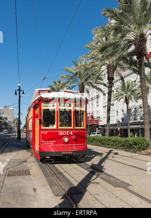 Streetcar on Canal Street, New Orleans French Quarter, Louisiana, USA Stock Photo