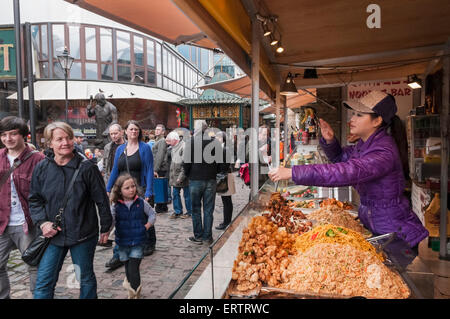 Asian street food stall selling Chinese food at Camden Market, London, England, UK Stock Photo
