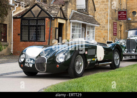 Vintage Jaguar C Type at classic car show in the Cotswolds. Broadway, Worcestershire, England Stock Photo