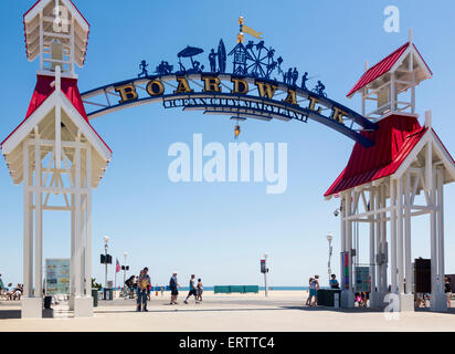 Famous sign above the boardwalk on the beach at Ocean City, Maryland, East Coast USA in summer Stock Photo