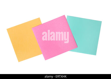 Three blank notes isolated on white background Stock Photo