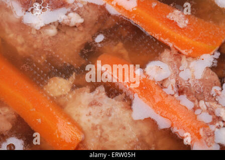 Background from aspic meat jelly with carrot and other vegetables Stock Photo