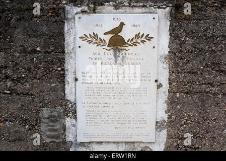 Pigeon memorial, Fort de Vaux, Verdun Stock Photo