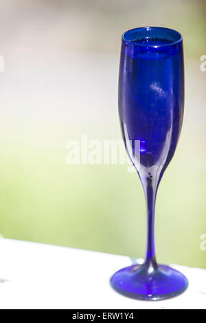 Single Blue Champagne Glass Stock Photo