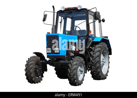 New blue tractor isolated on white background Stock Photo