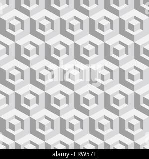 Abstract geometrical 3d white background.  Vector illustration. Seamless pattern. Stock Vector