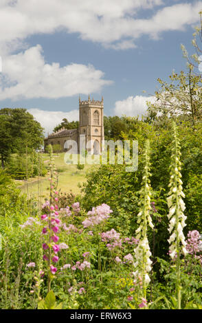 Croome Court's attractive parkland and St Mary Magdalene's Church by Capability Brown, Worcestershire. England, UK Stock Photo