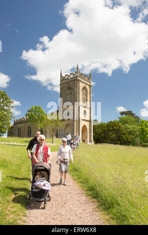 Croome Court's attractive parkland and St Mary Magdalene's Church by Capability Brown, Worcestershire. England, UK Stock Photo