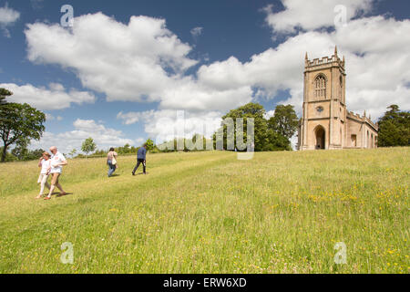 Croome Court's attractive parkland and St Mary Magdalene's Church by Capability Brown, Worcestershire. England, UK Stock Photo