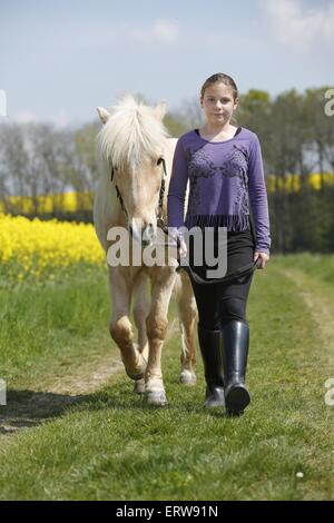 girl with Icelandic Horse Stock Photo