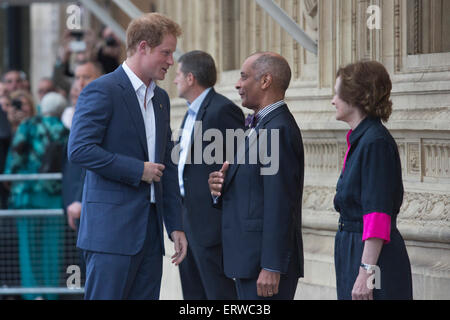 London, UK. 8th June, 2015. Prince Harry, Royal Patron, arrives at the WellChild Gala Concert at the Royal Albert Hall where Lady Gaga and Tony Bennett will perform. He is greeted upon arrival by the organisers. Credit:  Nick Savage/Alamy Live News Stock Photo