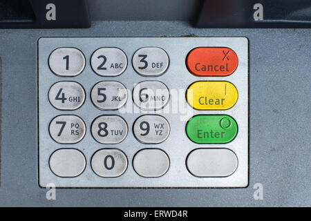 The number pad of a bank cashpoint Stock Photo
