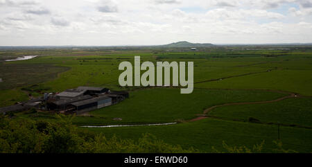 somerset levels from Brean down with Brent knoll in the distance Stock Photo