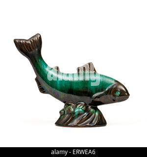 Blue Mountain Pottery (Canada) ceramic glazed fish figure. Blue Mountain was Canada's largest manufacturer of giftware pottery. Stock Photo