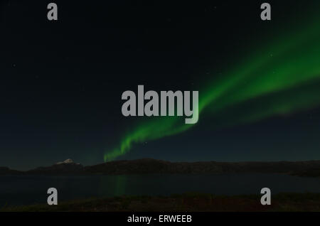 Northern Light in Greenland with a reflect on a fjord Stock Photo