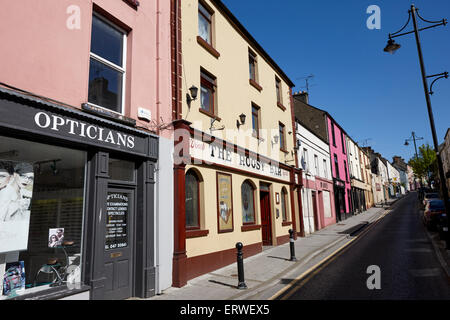shops and the roost bar on steep fermanagh street Clones county monaghan republic of ireland Stock Photo