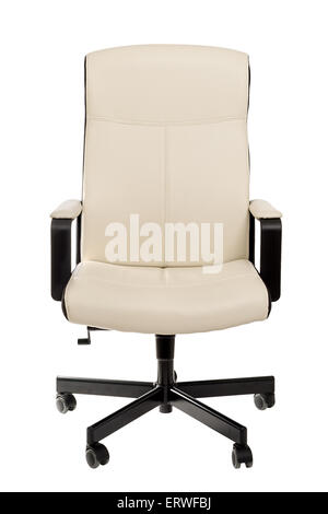 White computer chair, leather, on a white background isolated Stock Photo