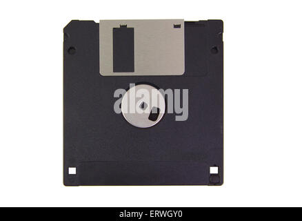Back part of a black floppy disk isolated on white background Stock Photo