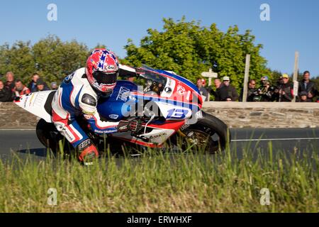 Douglas, Isle of Man. 8th June, 2015. 2015 Isle of Man TT Races. * in action during the TT Supersport race. Credit:  Action Plus Sports Images/Alamy Live News Stock Photo