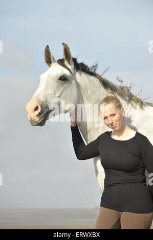 woman with Andalusian horse Stock Photo